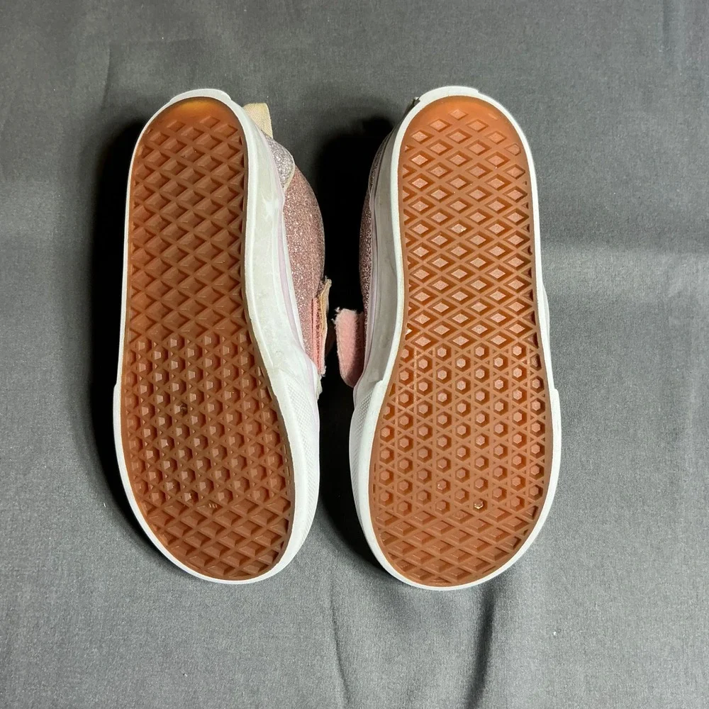 Vans Toddler Slip-On V Pink Glitter Sparkle Sneakers Shoes Size‎ 8.5 Toddler